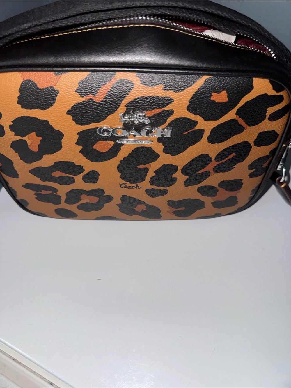 Coach Jamie Camera Bag In Signature Canvas With Leopard Print Leopard Print